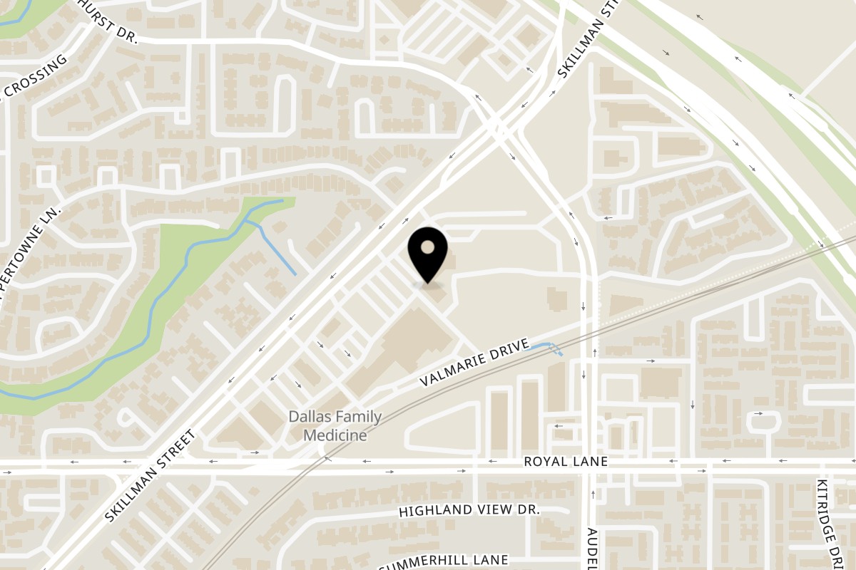 Map showing the location of Zato Thai Cuisine & Sushi Bar Zato Thai Skillman on 9090 Skillman St #190a in Dallas