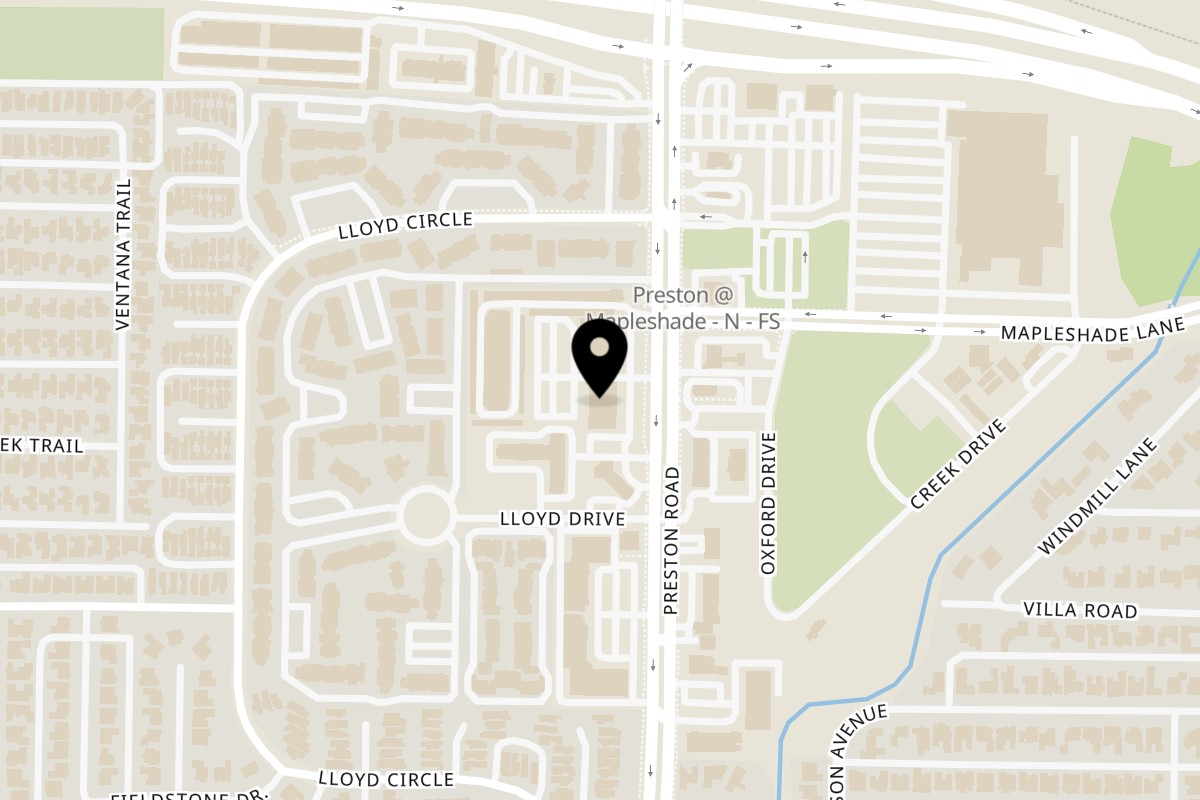 Map showing the location of Zato Thai Cuisine & Sushi Bar Zato Thai Preston on 19129 Preston Rd in Dallas